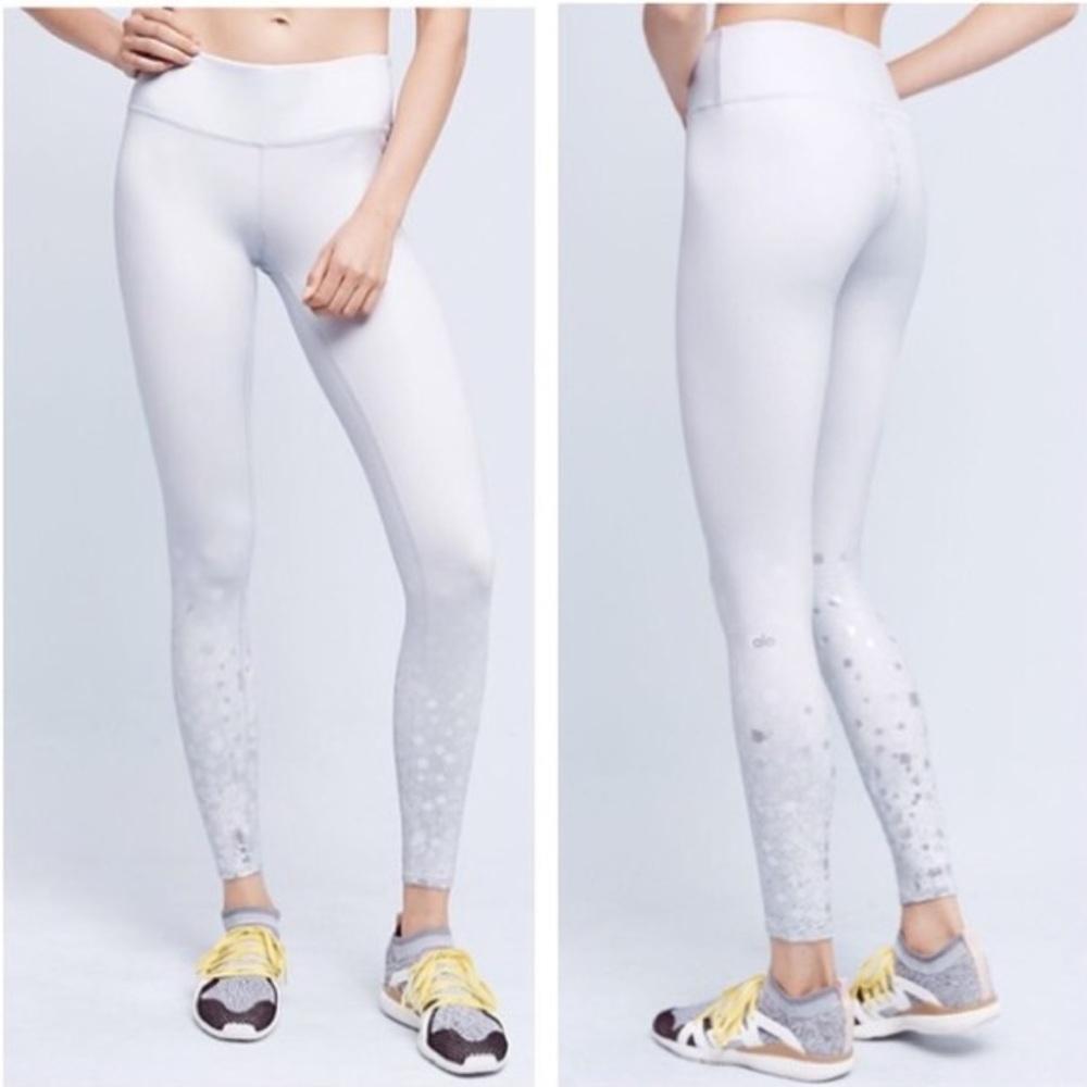 Alo High-Waist Airbrush Leggings Metallic Silver
